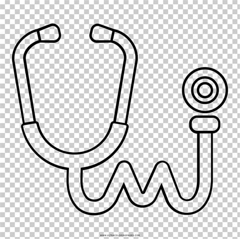 Drawing Stethoscope Coloring Book Black And White Png Clipart Area