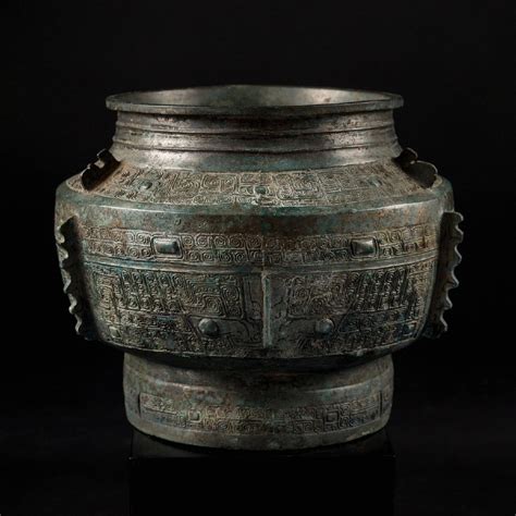 Silvered Archaic Chinese Bronze Vessel Galerie Golconda