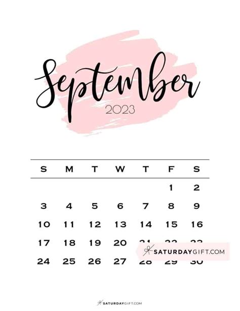 September 2023 Calendar 14 Cute And Free Printables Saturdayt
