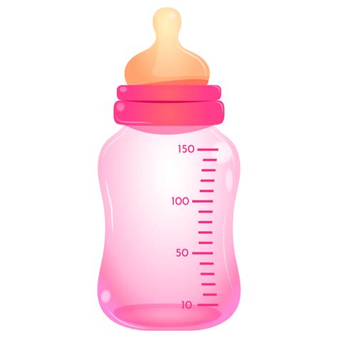 Cartoon Pink Baby Feeding Bottle Illustration Of Newborn Baby Plastic