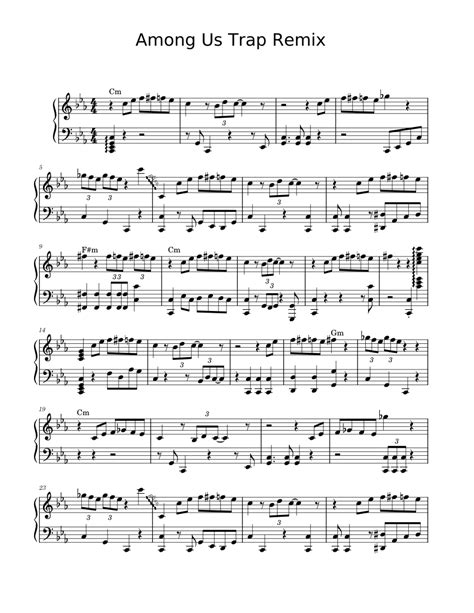 Among Us Trap Remix But Classical Sheet Music For Piano Solo Easy