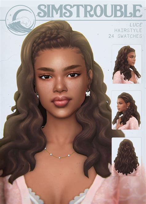 Luce By Simstrouble Sims 4 Curly Hair Curly Wedding Hair Sims Hair