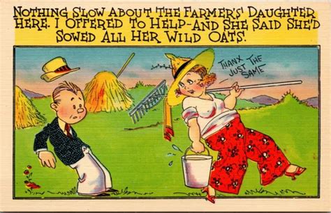 VTG COMIC RISQUE Humor Farmers Babe Sowed Her Wild Oats S Linen Postcard PicClick