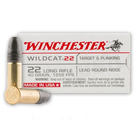 22 Long Rifle 40 Grain Lead Round Nose Winchester Wildcat 500