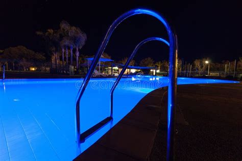 Swimming Pool Glowing In Blue Light Stock Photo Image Of South