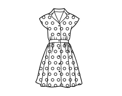 Aquí encuentras muchos dibujos de vestidos para colorear. Dibujo de Vestido pinup para Colorear - Dibujos.net
