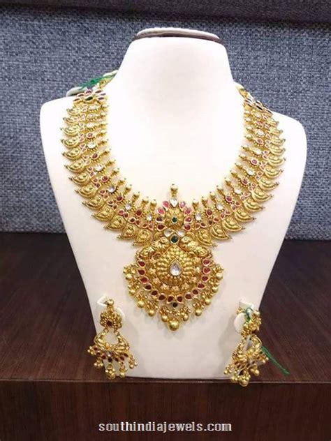 Gold Mango Necklace Jewellery Design South India Jewels