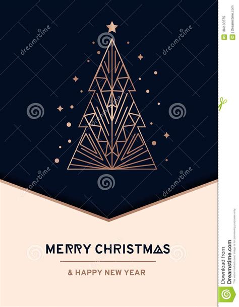 Merry Christmas Rose Gold Greeting Card With Beige And Navy Blue