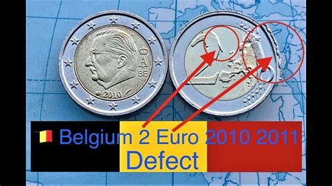 🇧🇪belgium 2 Euro 2010 2011 A Rare Euro Coins Defect Euro Coins