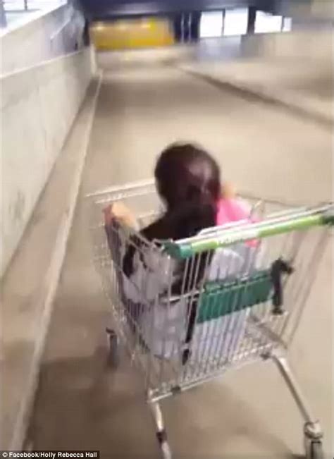 Shopping Trolley Stunt Goes Wrong As Girl Crashes Into Supermarket Car