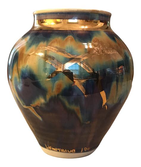 Gold Glazed Pottery Vase Chairish