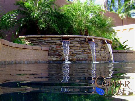 Copper Scuppers Water Feature In Scottsdale Az Copper Leaf Pools