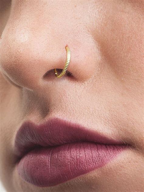 Gold Nose Ring Indian Nose Ring Nose Hoop Tragus Cartilage Etsy Gold Nose Rings Nose