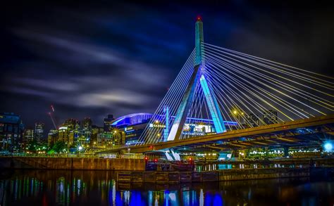 Architecture Bridges Boston Boswash Cities City Night Skyline