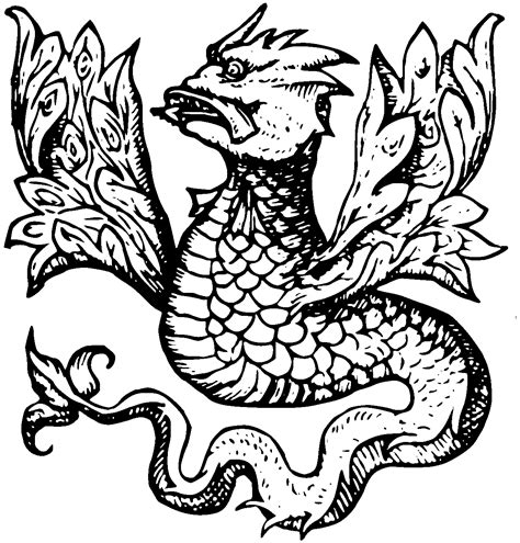 Sea Dragon Traceable Heraldic Art