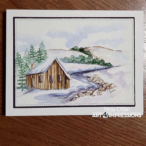 Winter Cabin Watercolor Weekend Art Impressions