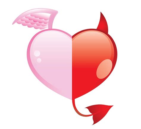 Premium Vector Heart Half Angel Half Devil Representing Good And Evil