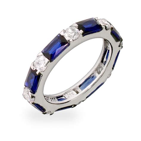Sapphire And Diamond Cz Stackable Eternity Band Eves Addiction