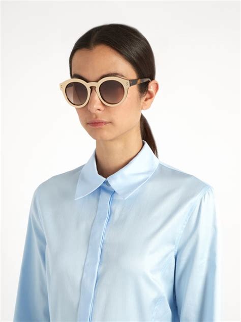 Stella Mccartney Round Frame Acetate Sunglasses In Colour Gold Modesens