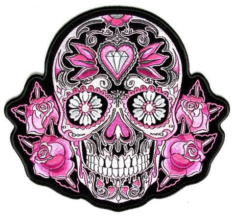 Pink Roses Sugar Skull Patch In 2019 Tattoo S Sugar Skull Tattoos