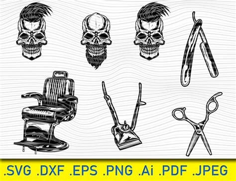 Barber Equipment Skulls Barber SVG Bundle Barber dxf Barber | Etsy
