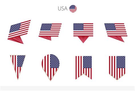 Usa National Flag Collection Eight Versions Of United States Vector