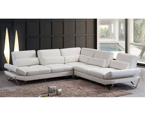 Modern Snow White Leather Sectional Sofa 44l5985