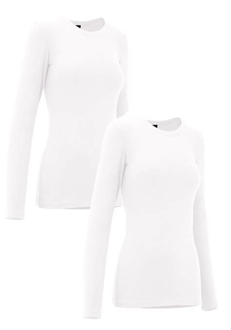 clothingave clothingave women s comfy long sleeve round neck undershirt fitted top layering