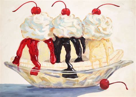 Wayne Thiebaud Dessert Painting Ice Cream Art Cake Drawing Ice Cream Sundae