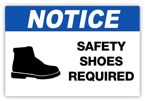Notice Safety Shoes Required Label
