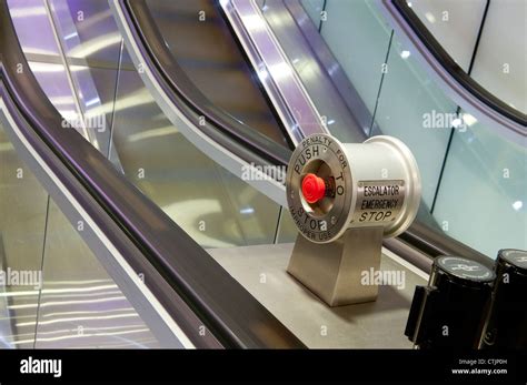 Emergency Stop Button On Escalators In A London Railway Station
