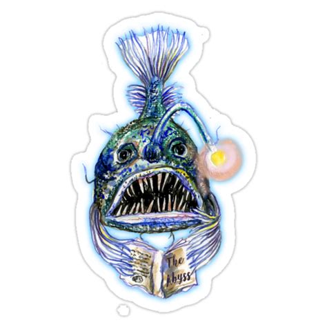 Angler Fish Reads The Abyss Stickers By Smiledial Redbubble