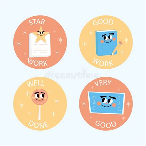 Set Of Great Job And Good Job Stickers Vector Illustration Stock