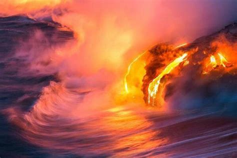 Lava Flow Into Water Nature Pinterest