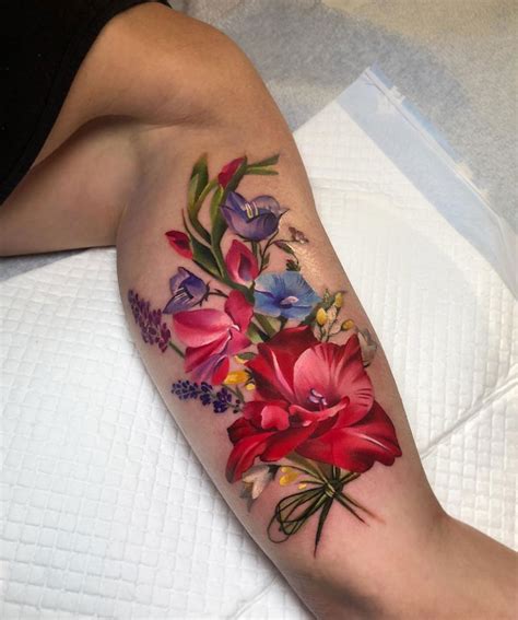 Bouquet Of Wild Flowers Flower Tattoo Shoulder Pretty Flower Tattoos