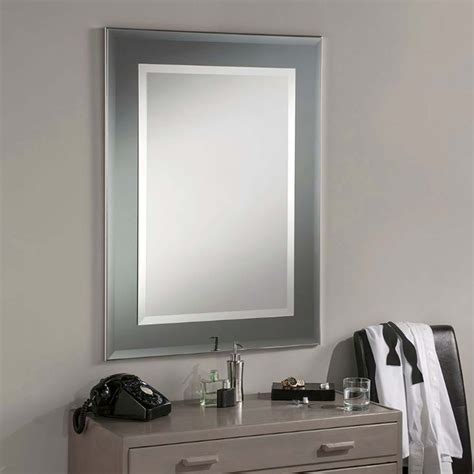 Contemporary Wall Mirror Rectangular Grey Frame Decor