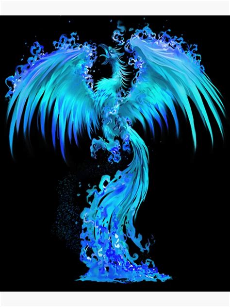 Fantasy Blue Ice Phoenix Rises From The Fiery Ashes Photographic