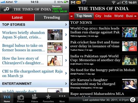 If you have a device running android v 2.2 or later, you can install this app, and it will bring you news. Times of India launches Android, iPhone, iPad and ...