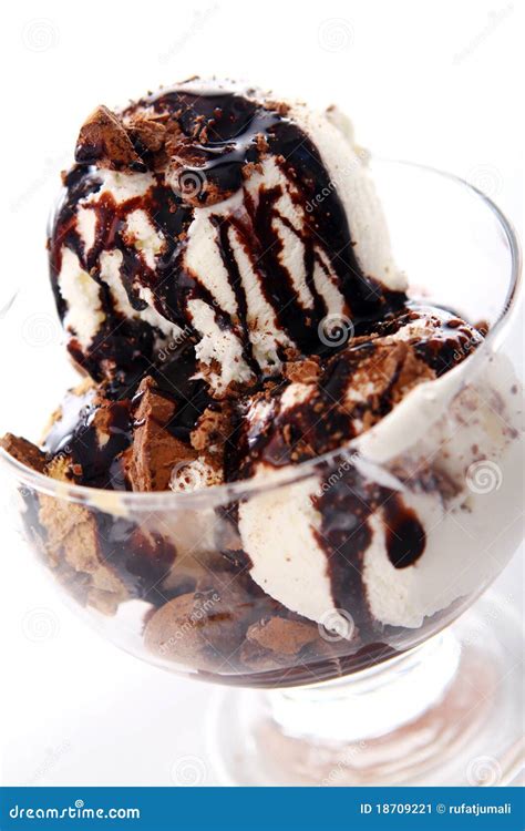 Ice Cream Dessert With Chocolate Syrup Stock Image Image 18709221