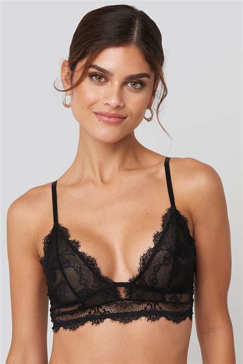 Intimates And Sleep N1219 Victorias Secret Black Mesh Lace Banded High Neck Open Back Bralette Bra