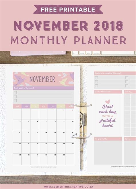 November 2018 Free Printable Monthly Planner Get Organized Monthly