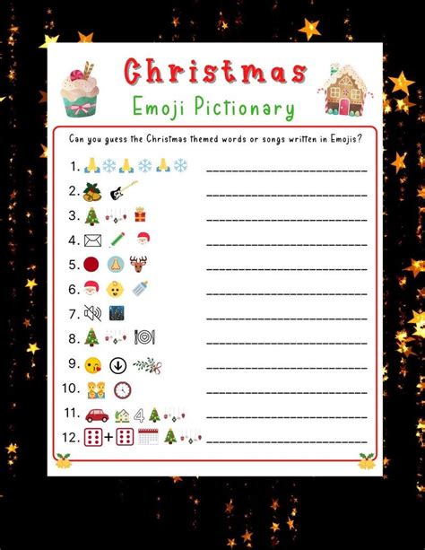 Christmas Emoji Pictionary Game Holiday Party Game Christmas Etsy In
