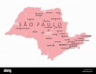 Sao Paulo State map illustration with the main cities, Brazil Stock ...
