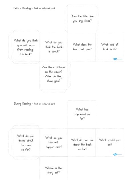Reading Book Question Prompts Dice Template Pdf