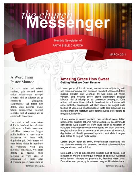 Colors Church Newsletter Template Sharefaith Media