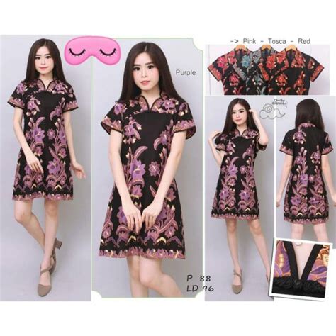 Dress Batik Terusan Cheongsam Kerah Shanghai Imlek Sincia Qipao Chinese