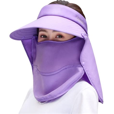 Women S Upf Sun Visor Detachable Flap Hat Foldable Wide Brimmed Uv Protection Face Mask Hat