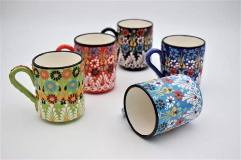 Hand Crafted Turkish Ceramic Coffee Mug In Colourful Dantel Nirvana