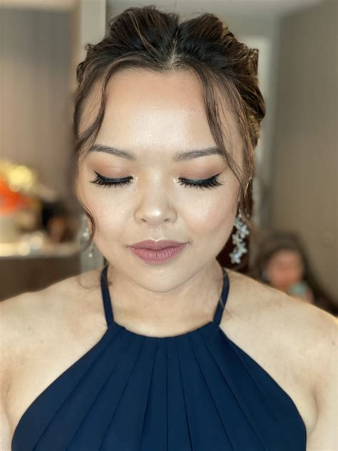 Asian Bridesmaid Korean Style Peachy Makeup Romantic Updo Hair