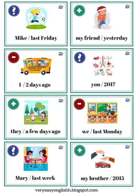 Past Simple Speaking Cards Easy English Fdd
